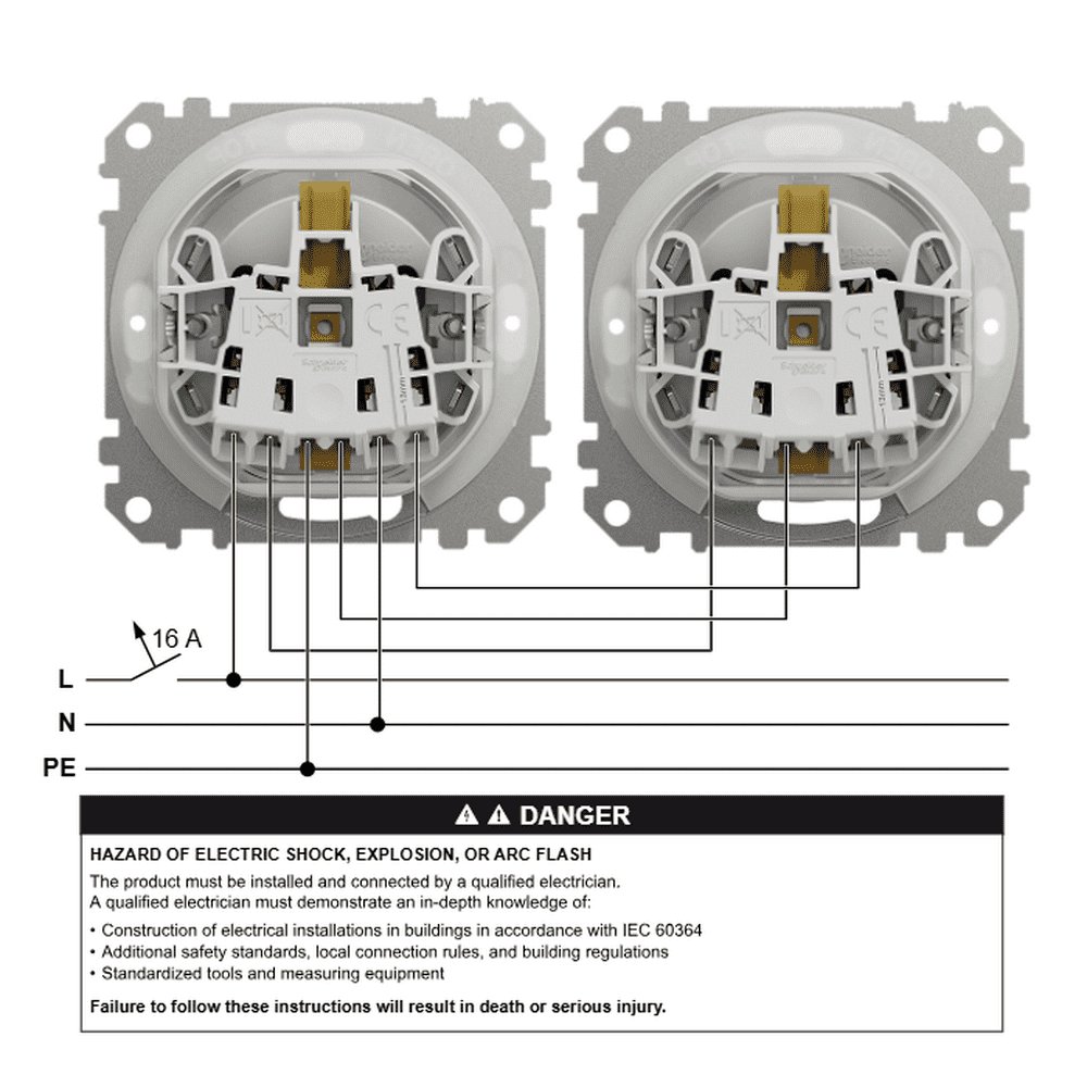 Розетка Schneider Sedna Design біла 1-на з заземленням з шторками з кришкою IP44 ( SDD211024 )